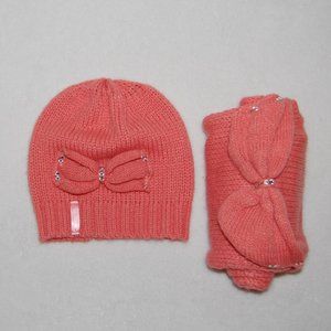 DownEast Basics, Toddler (3T-4T) Knit Hat & Scarf, Peachy Pink